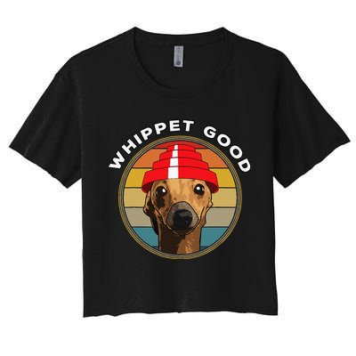 Whippet Good Funny 80s Music Dog Design Crop Top