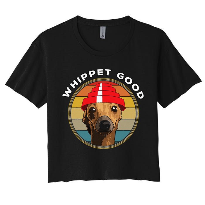 Whippet Good Funny 80s Music Dog Design Crop Top