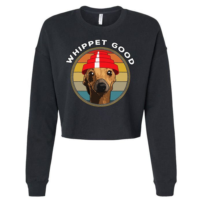 Whippet Good Funny 80s Music Dog Design Cropped Pullover Crew