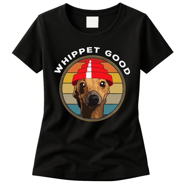 Whippet Good Funny 80s Music Dog Design Womens T-Shirt