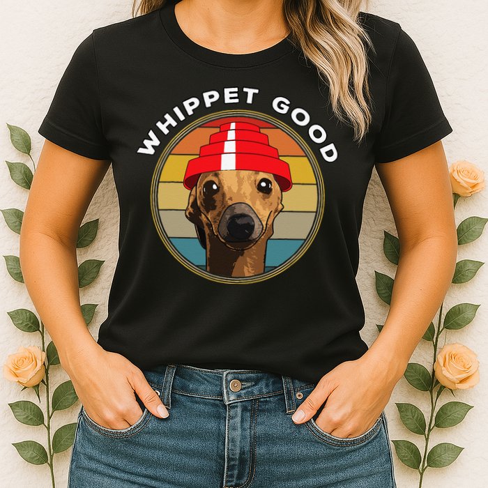 Whippet Good Funny 80s Music Dog Design Womens T-Shirt