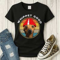 Whippet Good Funny 80s Music Dog Design Womens T-Shirt
