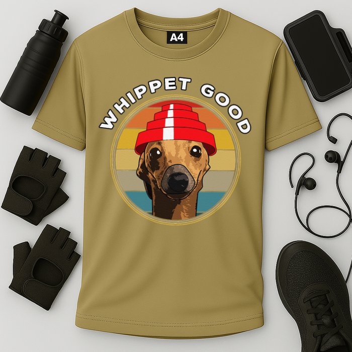 Whippet Good Funny 80s Music Dog Design Performance Shirt