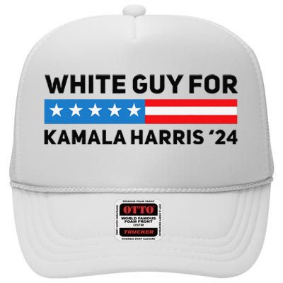 White Guy For Kamala Harris 2024 President Election High Crown Mesh Back Trucker Hat