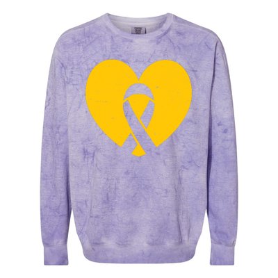 Wear Gold For Childhood Cancer Awareness Ribbon Colorblast Crewneck Sweatshirt