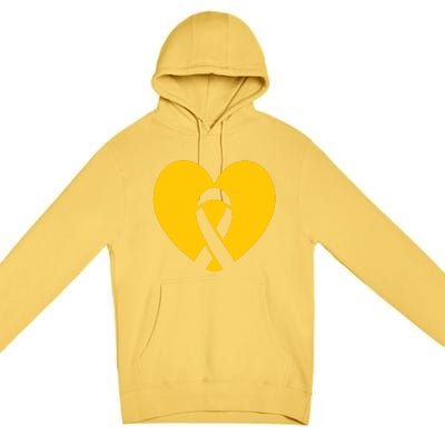 Wear Gold For Childhood Cancer Awareness Ribbon Premium Pullover Hoodie