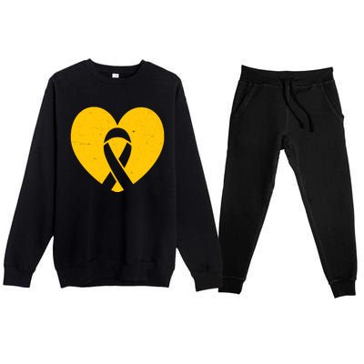 Wear Gold For Childhood Cancer Awareness Ribbon Premium Crewneck Sweatsuit Set