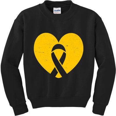Wear Gold For Childhood Cancer Awareness Ribbon Kids Sweatshirt