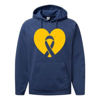 Wear Gold For Childhood Cancer Awareness Ribbon Performance Fleece Hoodie