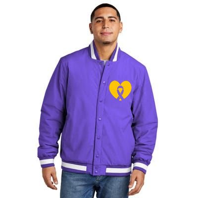 Wear Gold For Childhood Cancer Awareness Ribbon Insulated Varsity Jacket