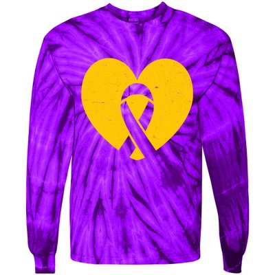 Wear Gold For Childhood Cancer Awareness Ribbon Tie-Dye Long Sleeve Shirt