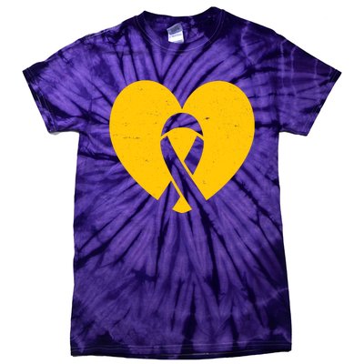 Wear Gold For Childhood Cancer Awareness Ribbon Tie-Dye T-Shirt