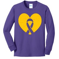 Wear Gold For Childhood Cancer Awareness Ribbon Kids Long Sleeve Shirt