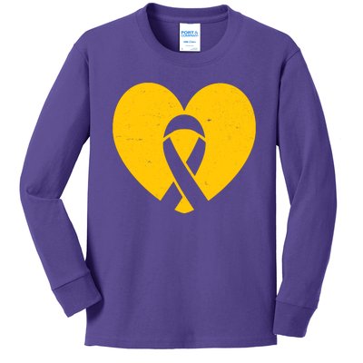 Wear Gold For Childhood Cancer Awareness Ribbon Kids Long Sleeve Shirt