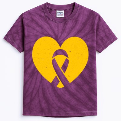 Wear Gold For Childhood Cancer Awareness Ribbon Kids Tie-Dye T-Shirt