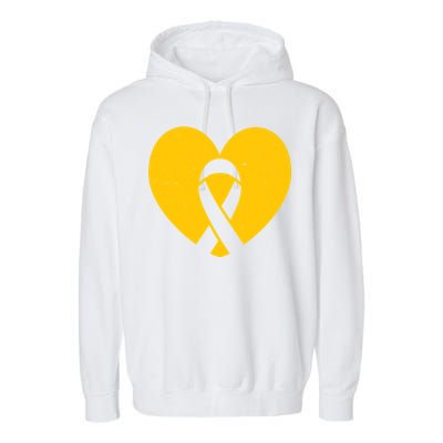 Wear Gold For Childhood Cancer Awareness Ribbon Garment-Dyed Fleece Hoodie