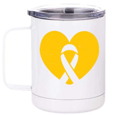 Wear Gold For Childhood Cancer Awareness Ribbon 12 oz Stainless Steel Tumbler Cup