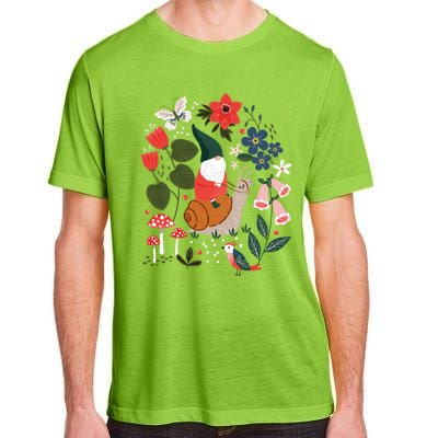 Whimsical Garden Gnome Riding Snail Adult ChromaSoft Performance T-Shirt