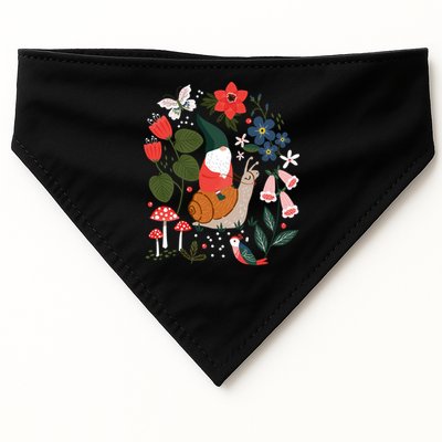 Whimsical Garden Gnome Riding Snail USA-Made Doggie Bandana