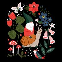 Whimsical Garden Gnome Riding Snail Cooling Performance Crew T-Shirt
