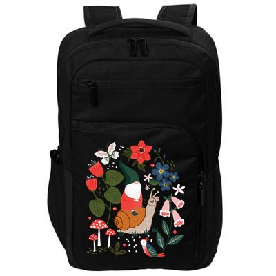 Whimsical Garden Gnome Riding Snail Impact Tech Backpack