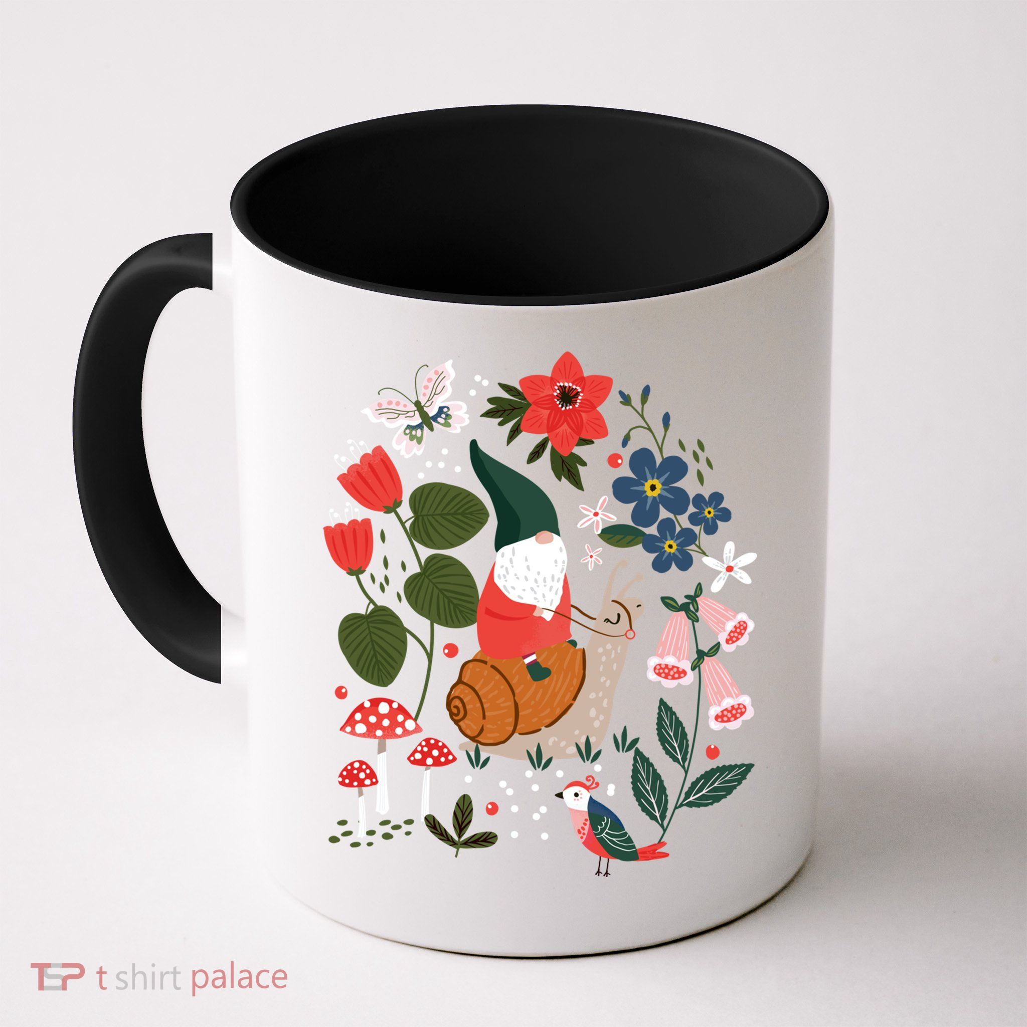 Whimsical Garden Gnome Riding Snail Mug