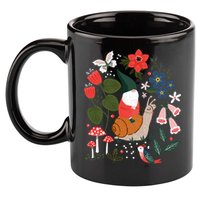 Whimsical Garden Gnome Riding Snail 11oz C Handle Ceramic Mug
