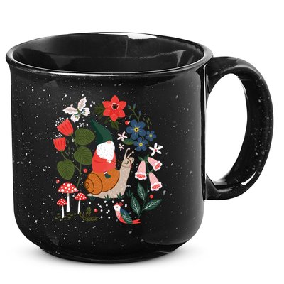 Whimsical Garden Gnome Riding Snail 15oz Campfire Ceramic Mug