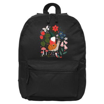 Whimsical Garden Gnome Riding Snail 16 in Basic Backpack