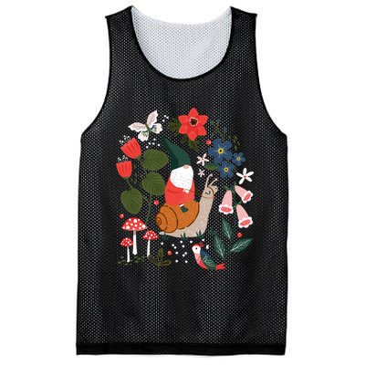 Whimsical Garden Gnome Riding Snail Mesh Reversible Basketball Jersey Tank