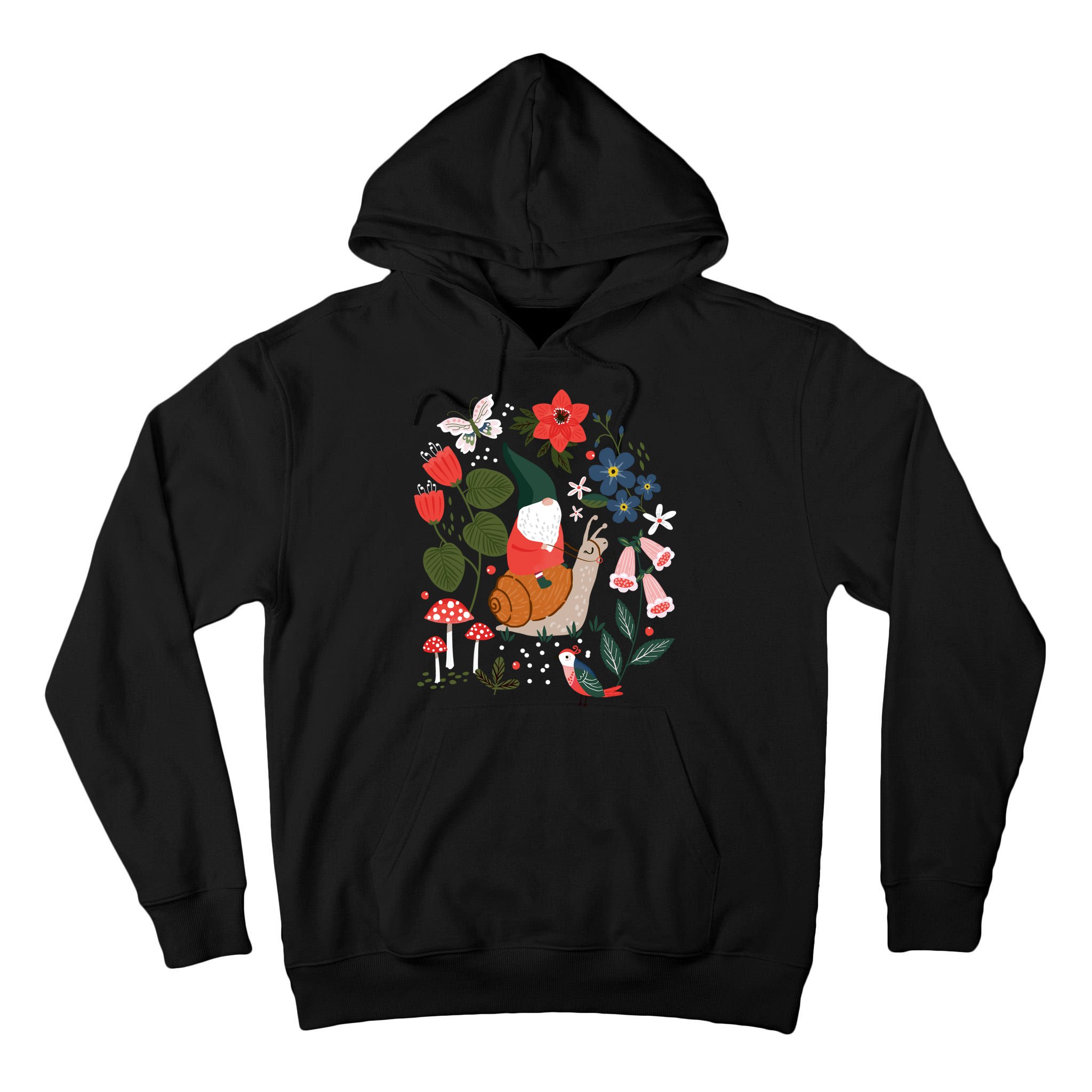 Whimsical Garden Gnome Riding Snail Tall Hoodie