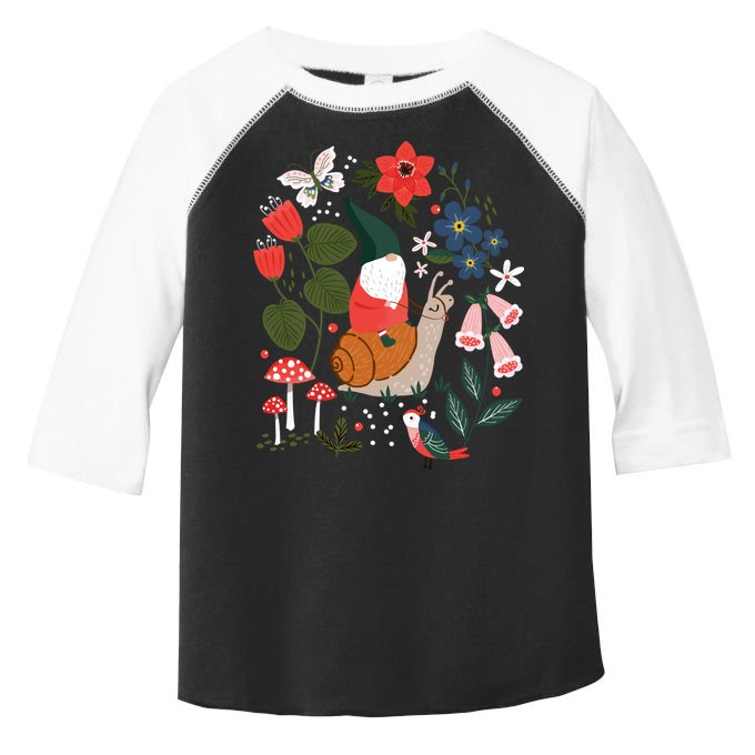 Whimsical Garden Gnome Riding Snail Toddler Fine Jersey T-Shirt