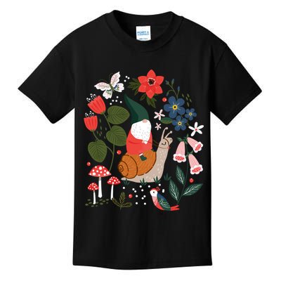 Whimsical Garden Gnome Riding Snail Kids T-Shirt