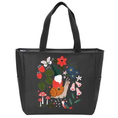 Whimsical Garden Gnome Riding Snail Zip Tote Bag