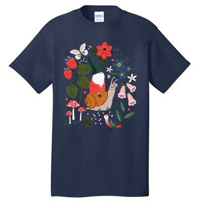 Whimsical Garden Gnome Riding Snail Tall T-Shirt