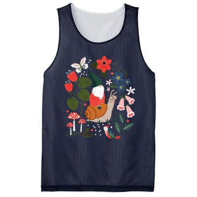 Whimsical Garden Gnome Riding Snail Mesh Reversible Basketball Jersey Tank