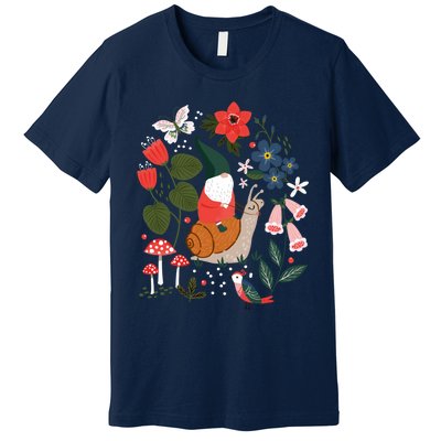 Whimsical Garden Gnome Riding Snail Premium T-Shirt