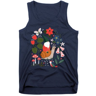 Whimsical Garden Gnome Riding Snail Tank Top