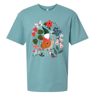 Whimsical Garden Gnome Riding Snail Sueded Cloud Jersey T-Shirt