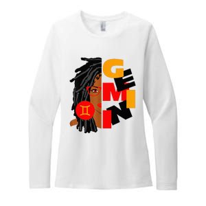 Womens Gemini Girl Afro Locs Girl Zodiac Signs Birthday Womens CVC Long Sleeve Shirt