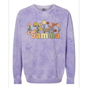 Women Groovy Gamma Grandmother Flowers Gamma Grandma Colorblast Crewneck Sweatshirt