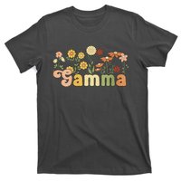 Women Groovy Gamma Grandmother Flowers Gamma Grandma T-Shirt