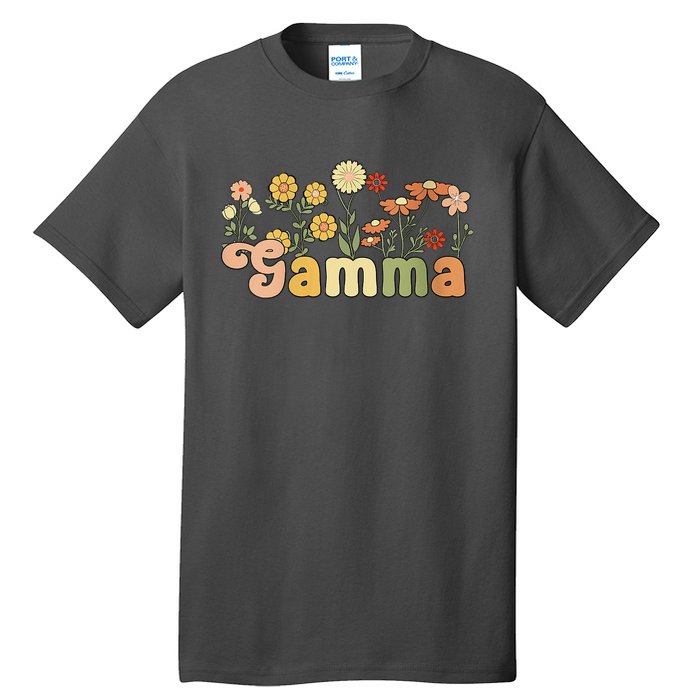 Women Groovy Gamma Grandmother Flowers Gamma Grandma Tall T-Shirt