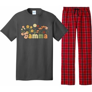 Women Groovy Gamma Grandmother Flowers Gamma Grandma Pajama Set