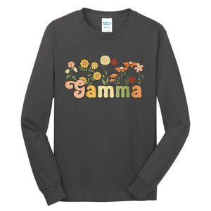 Women Groovy Gamma Grandmother Flowers Gamma Grandma Tall Long Sleeve T-Shirt