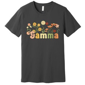 Women Groovy Gamma Grandmother Flowers Gamma Grandma Premium T-Shirt