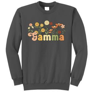 Women Groovy Gamma Grandmother Flowers Gamma Grandma Tall Sweatshirt