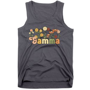 Women Groovy Gamma Grandmother Flowers Gamma Grandma Tank Top