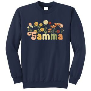 Women Groovy Gamma Grandmother Flowers Gamma Grandma Sweatshirt