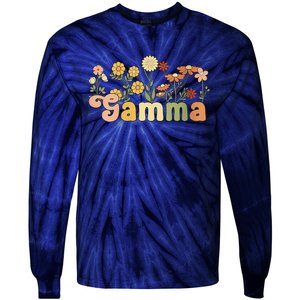 Women Groovy Gamma Grandmother Flowers Gamma Grandma Tie-Dye Long Sleeve Shirt